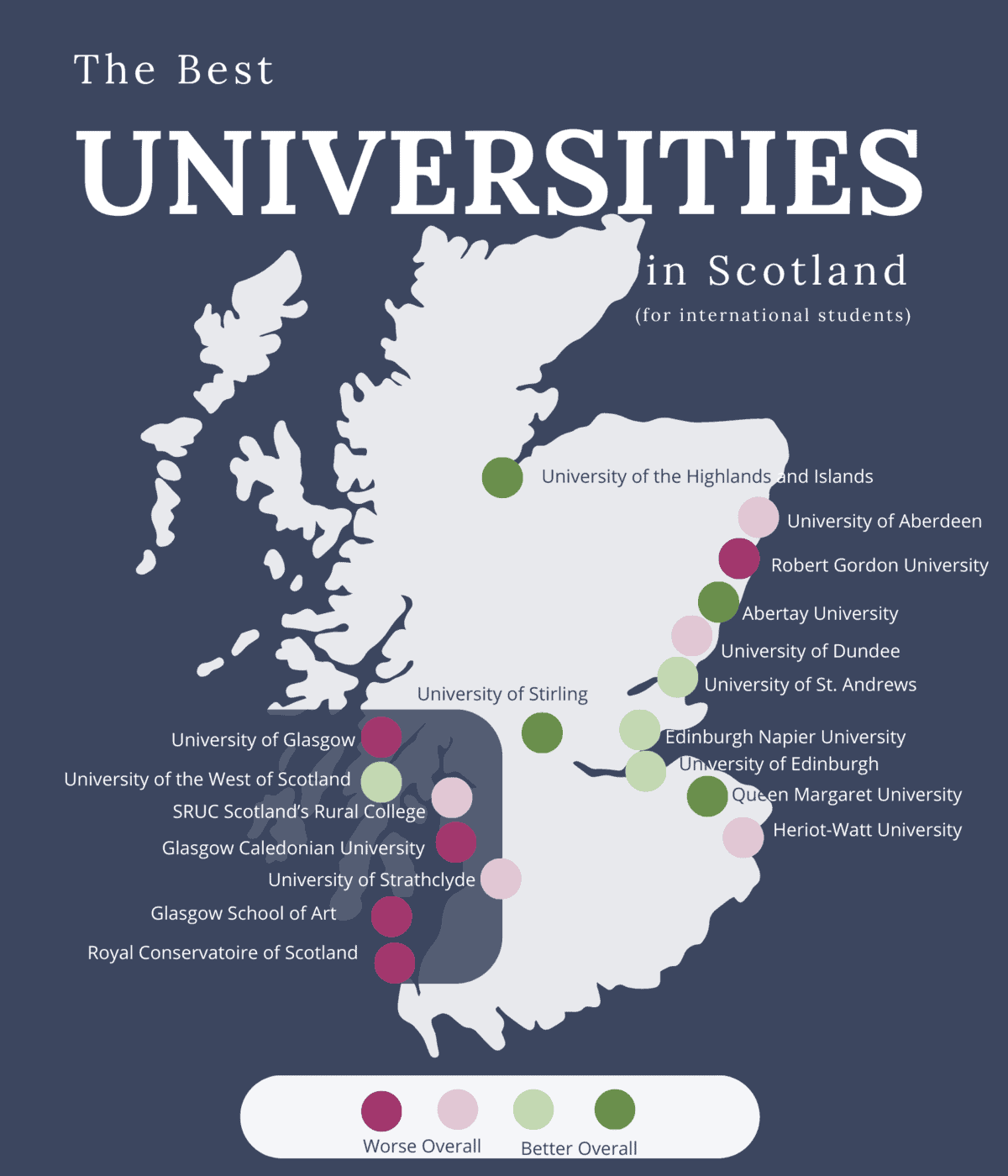 best universities of scotland ranked on a map